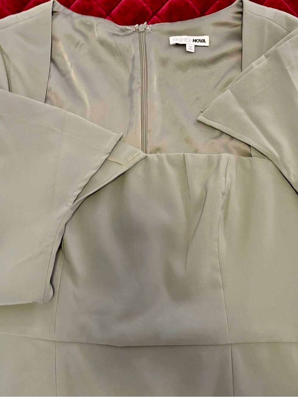 Fashion Nova Blaire Square Neck Mini Dress - Sage Green - Picture 5 of 5